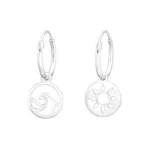 Sterling Silver Ocean Wave Sun Earrings